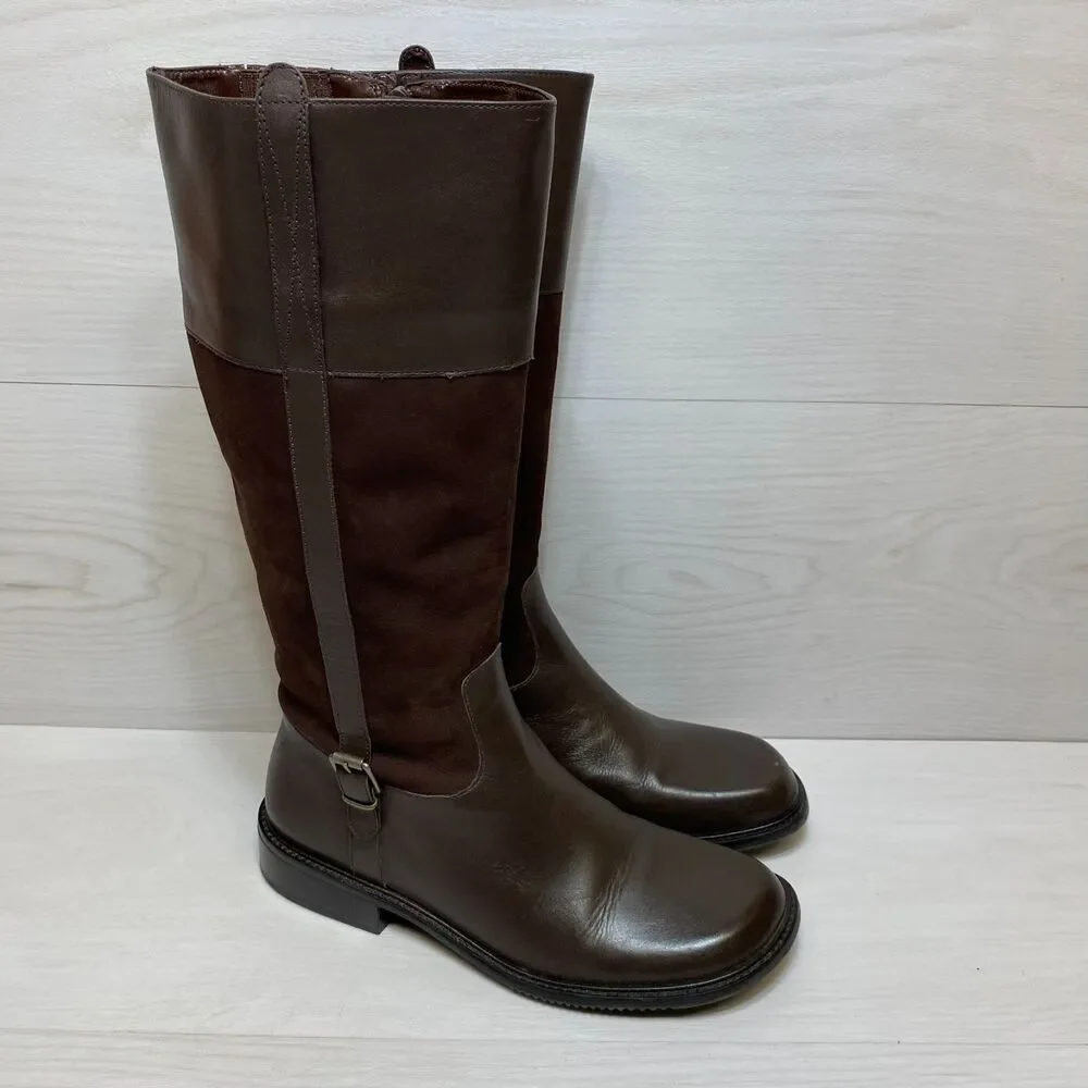 Matisse Tall Riding Boots Women's Size 8.5 Brown Leather‎ Equestrian Knee High